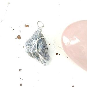 Wire Wrapped Blue Aventurine Gemstone Pendant 1.5"